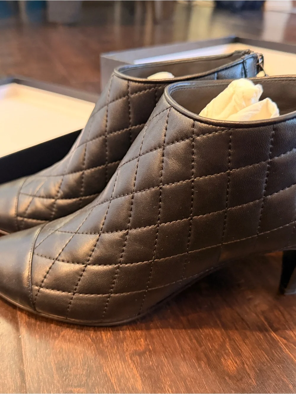 Chanel Lambskin Short Boots Size 6.5 $1325 MSRP